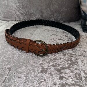 Braided Brown Belt with Brass Buckle